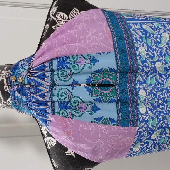 🆕️ 💜HTF Alice & Trixie💜 - Blue/Purple Floral Faux Wrap Halter Neck Silk Dress - Picture 10 of 14